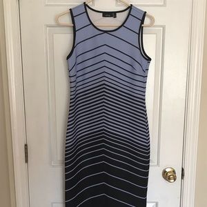 Blue stripe sleeveless ankle length dress